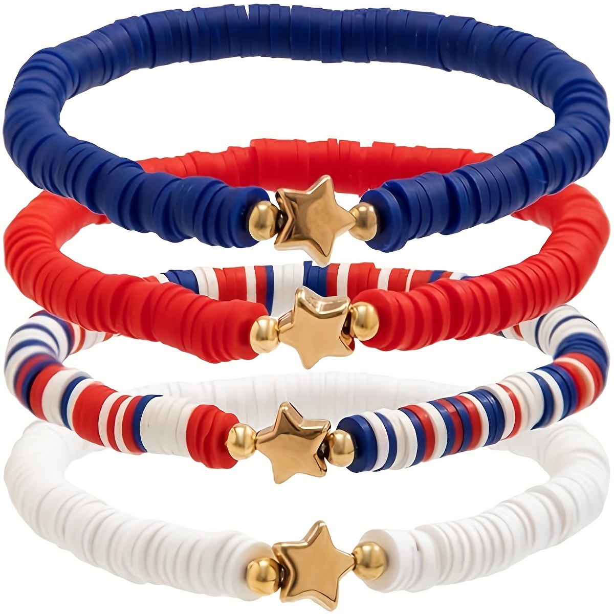 E-shop Kombiniere Farben in einem zufälligen Muster, wasserdichte Surf-Armband-Kollektion, Unabhängigkeitstag-Perlenarmband für den 4. , patriotisches