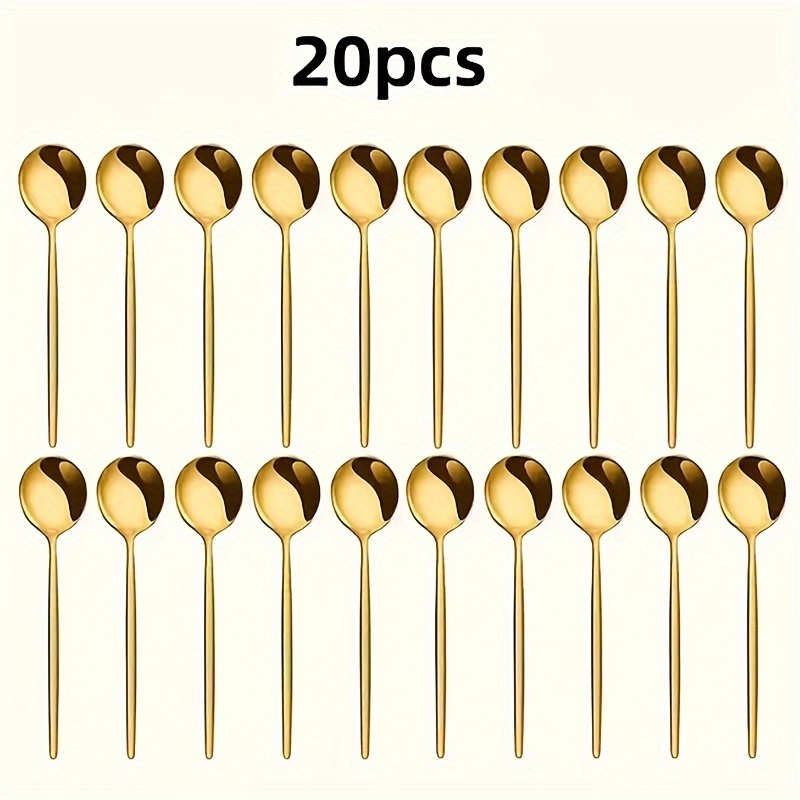 E-shop 20 Stück Goldene Edelstahl Kaffee- & Tee-Löffel - Vielseitige Mini-Löffel für Desserts, Eiscreme, Vorspeisen - Spülmaschinenfest - Ideal für