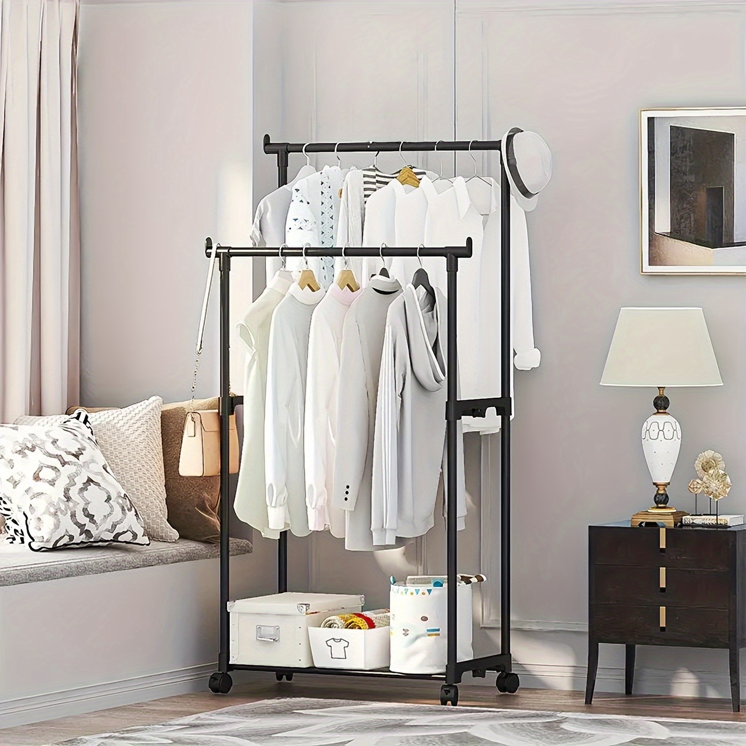 

All-in-one Clothes Drying Solution - Freestanding Steel Rack With Wheels For Easy Movement