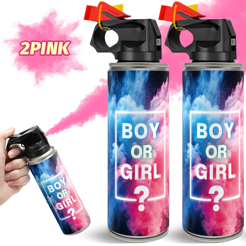 Image of 2pcs Gender Reveal Smoke Confetti & Party Spray Gift Set - Or Suitable For Showers, Gender Reveal Parties, Plastic Smoke Bombs For / Announcement Decorations