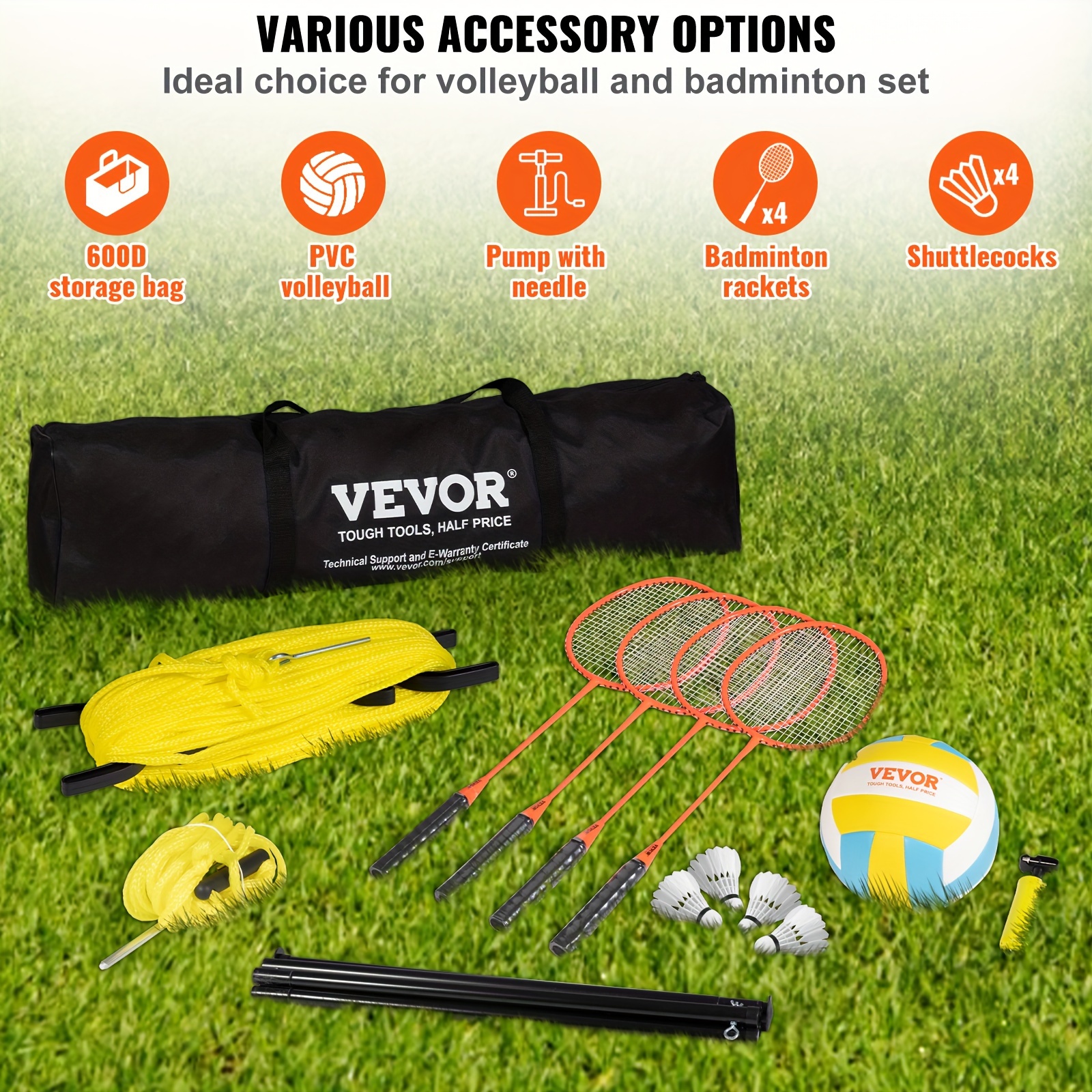 Volleyball Badminton Set Outdoor Portable Badminton Temu