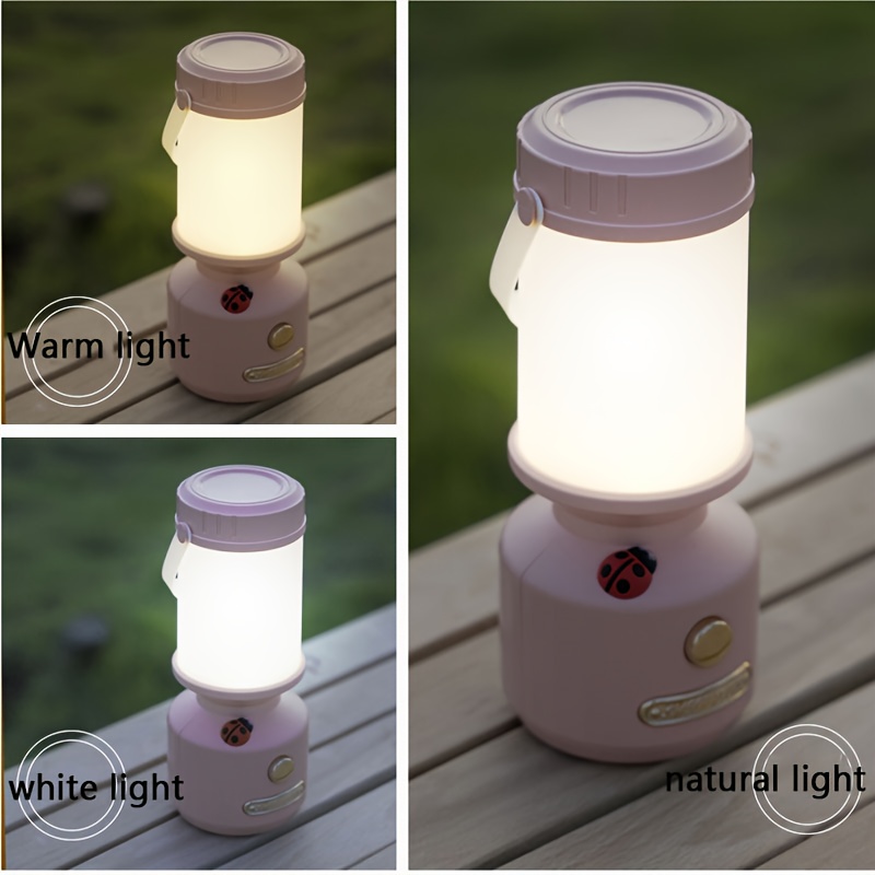 ladybug   bedside reading lamp portable rechargeable led night light with adjustable brightness 3 color     design battery powered for dorm bedroom study office dorm room lighting durable plastic body polished   button control operation dorm room lighting modern lighting lightweight design Product details 3