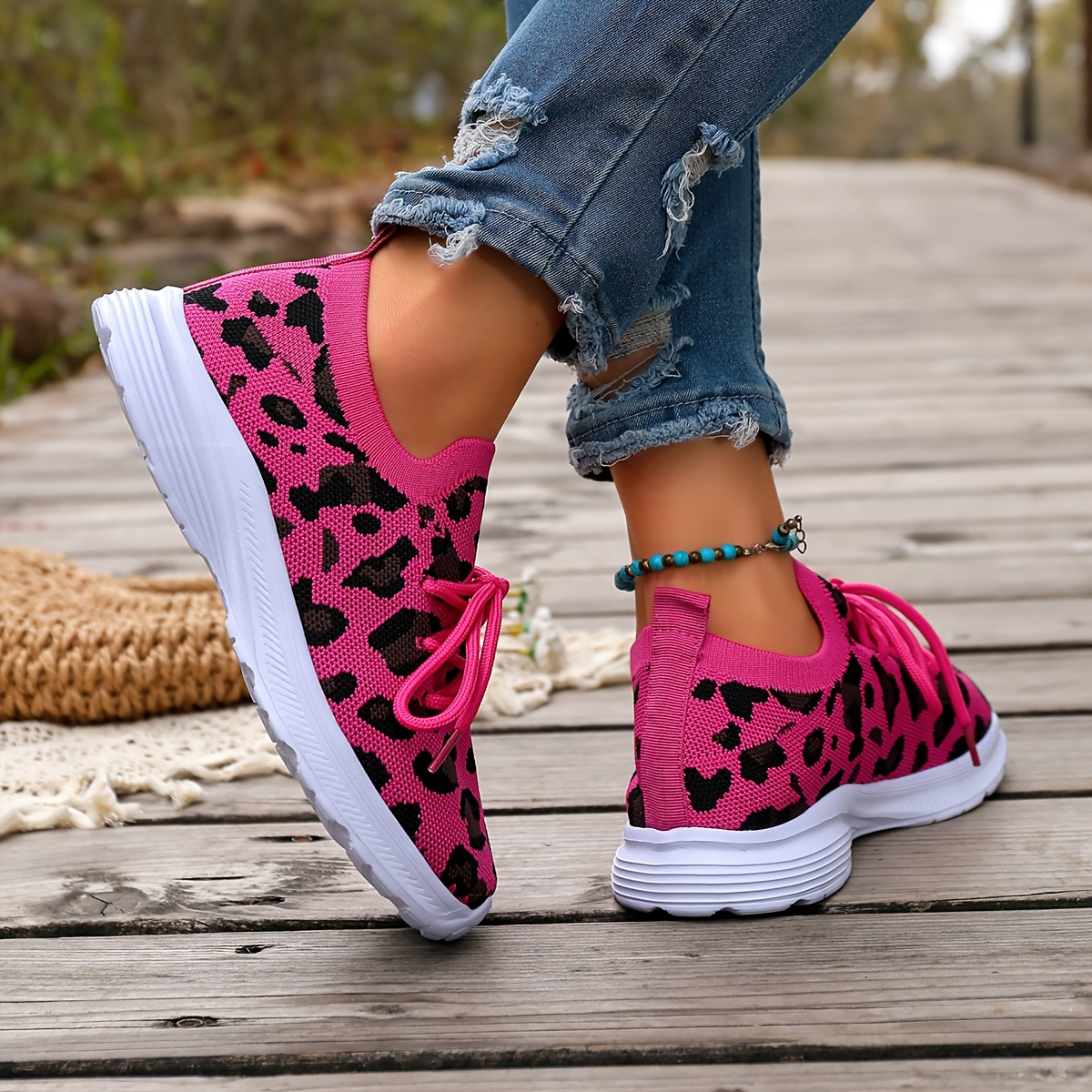 TEMU Women's Wide Platform Sneakers - Slip-resistant Low-top Lace-up Casual Shoes With Cushioned Sole, Wide Strap & Soft Fabric Upper For - Casual