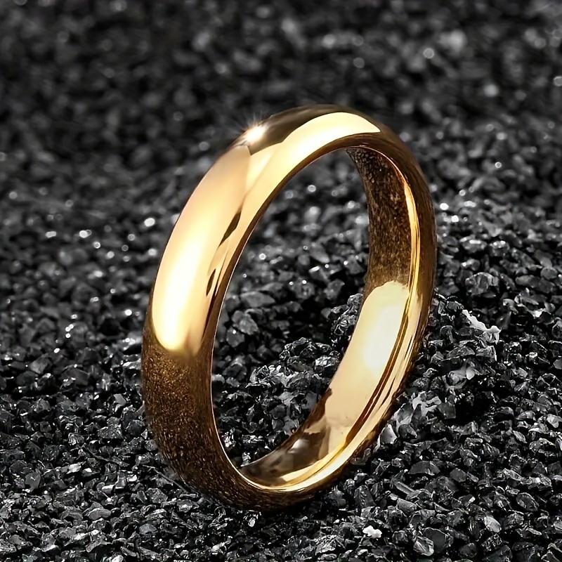 

1pc Bague En Acier Inoxydable, Bande Unisexe de 4mm, Style , Bague Unique, Création de Pierre Analogique, Cadeau de Bijoux de Mariage Et de Fiançailles