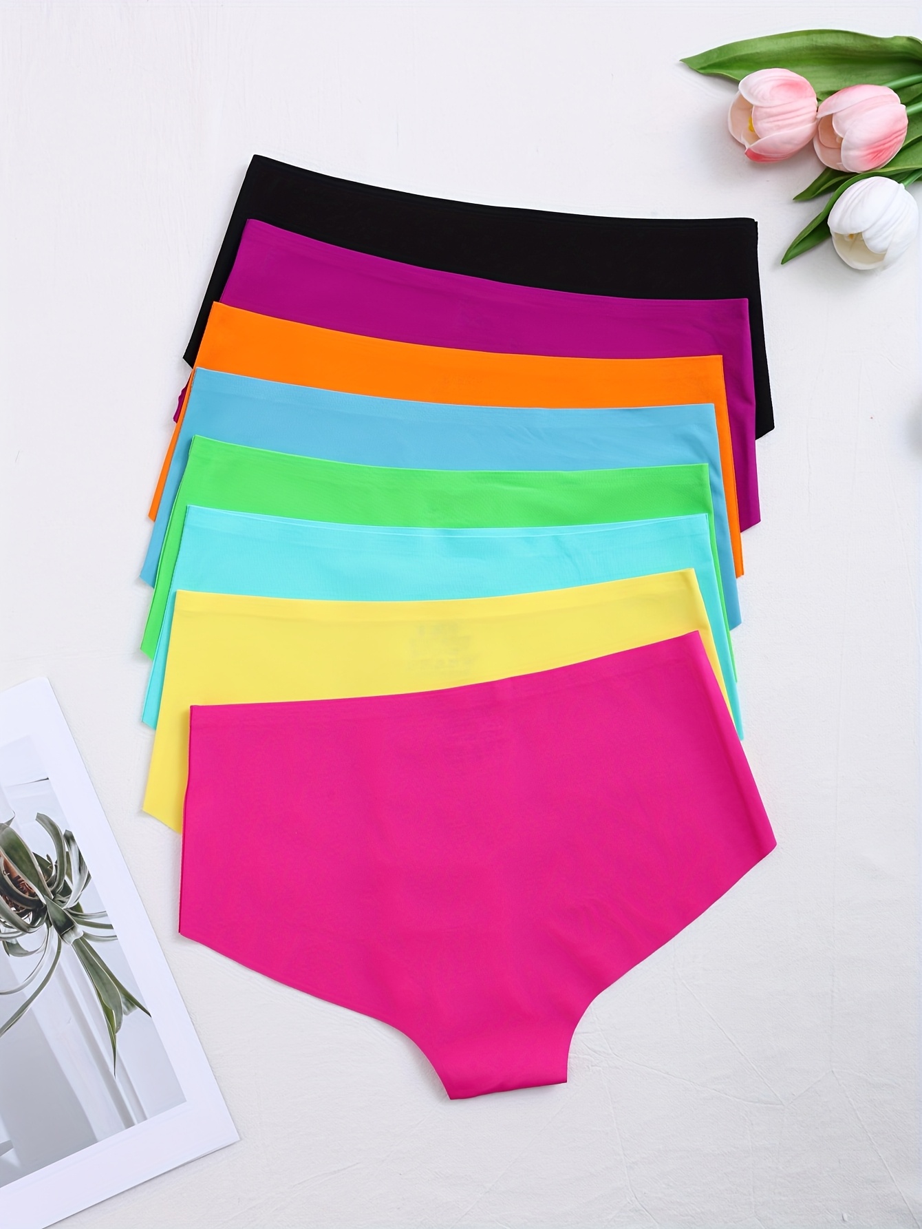 Conjunto de Bragas Sin Costuras para Mujer Calzones de Color  Fluorescente, Ropa Interior Cómoda y Transpirable Elástica y Elá