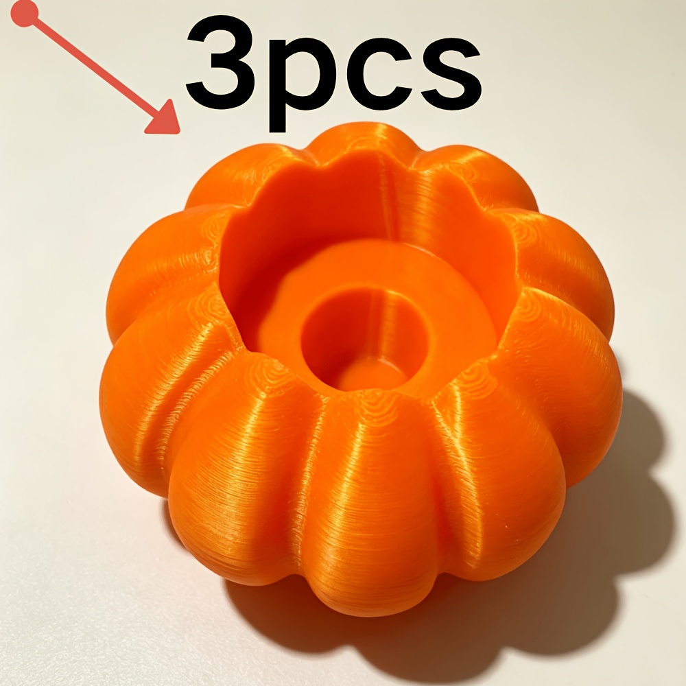TEMU Juego de 3 portavelas rústicos de calabaza, adecuados para de mesa de otoño, portavelas de plástico para velas de té con calabaza realista para