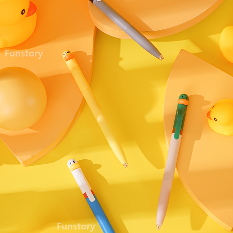8 pack funny cute duck chicken gel pens 0.5mm black ink quick dry   combo st tip extra smooth for  , study tools, office stationery, cute design,   pens, quick dry ink, ergonomic grip, gel pen set, twist mechanism, creative writers, professionals Product details 8