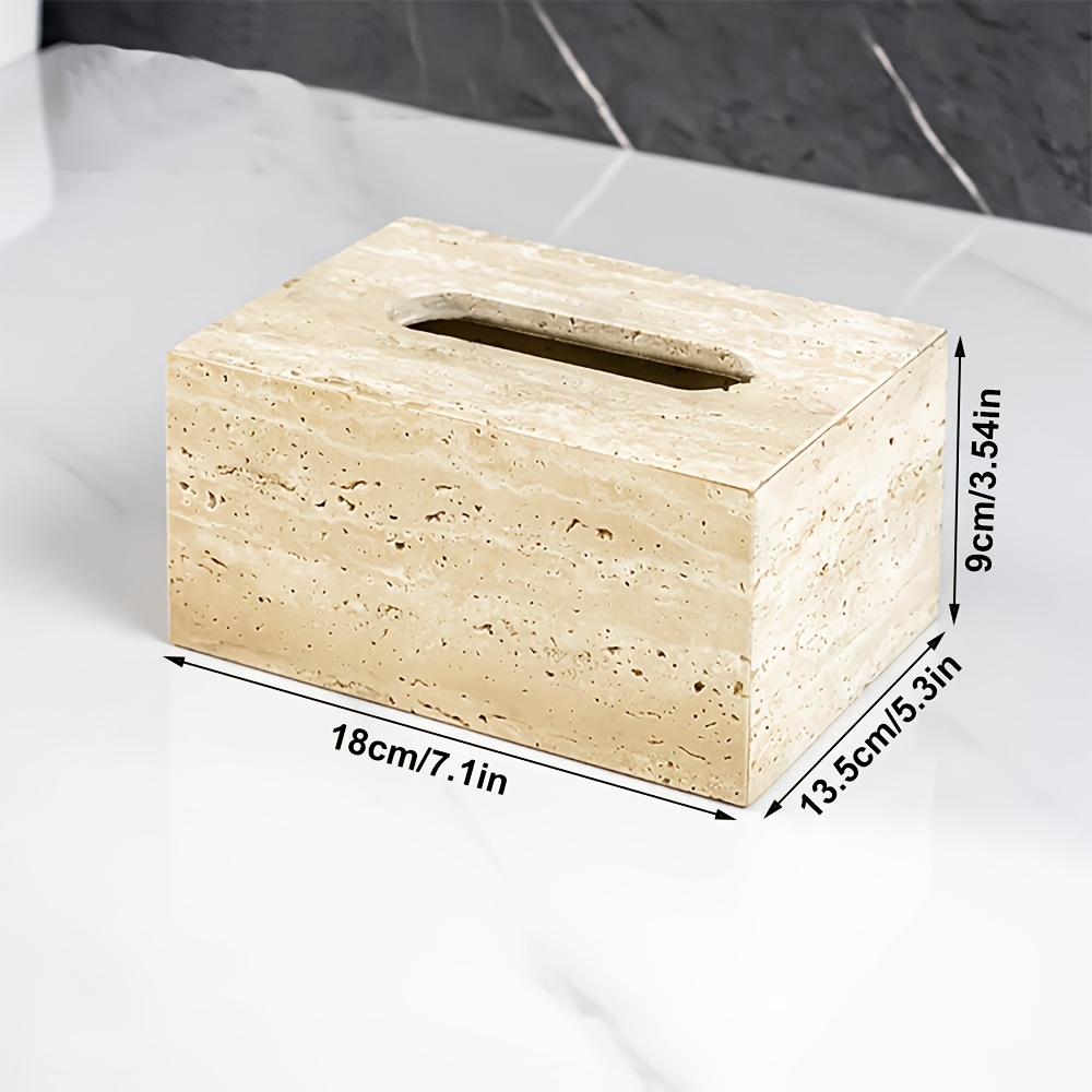 1pc Light Luxury Marble Tissue Box, Hand Towel Box, Countertop Home Living Room Bathroom Creative Hotel Tissue Dispenser