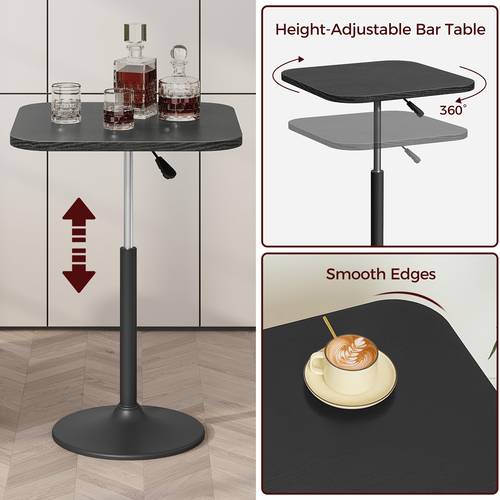 bar table height adjustable bar table cocktail table with non slip base suitable for narrow spaces kitchen bar table easy to assemble black