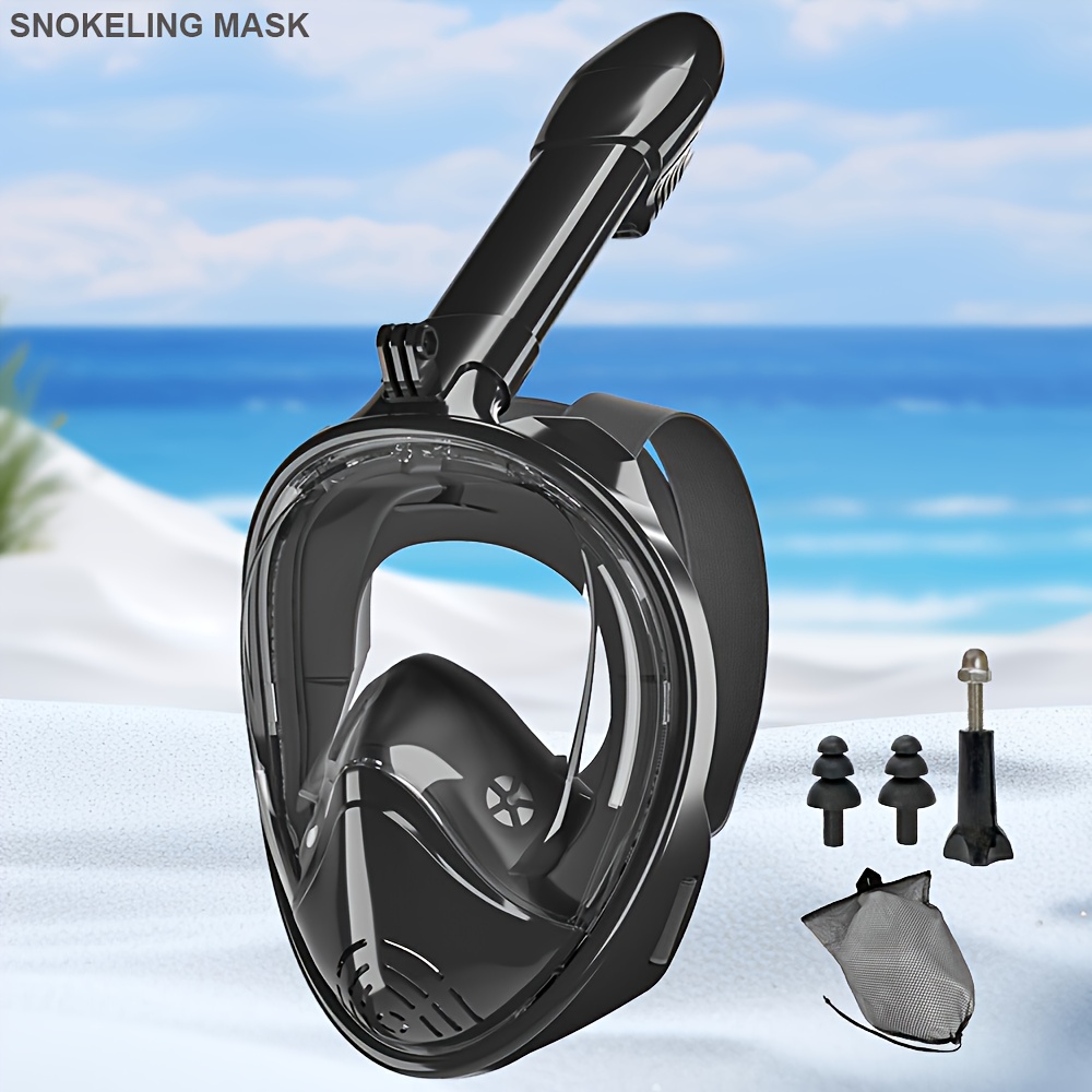 1pc JoyMaySun Full Face Snorkeling Mask with Camera Holder - Anti-Fog & Leakproof 180° Panoramic Goggles, Large Frame Silicone Swim Glasses Set for Adults, Scuba, Snorkeling, Freediving (No- Design)