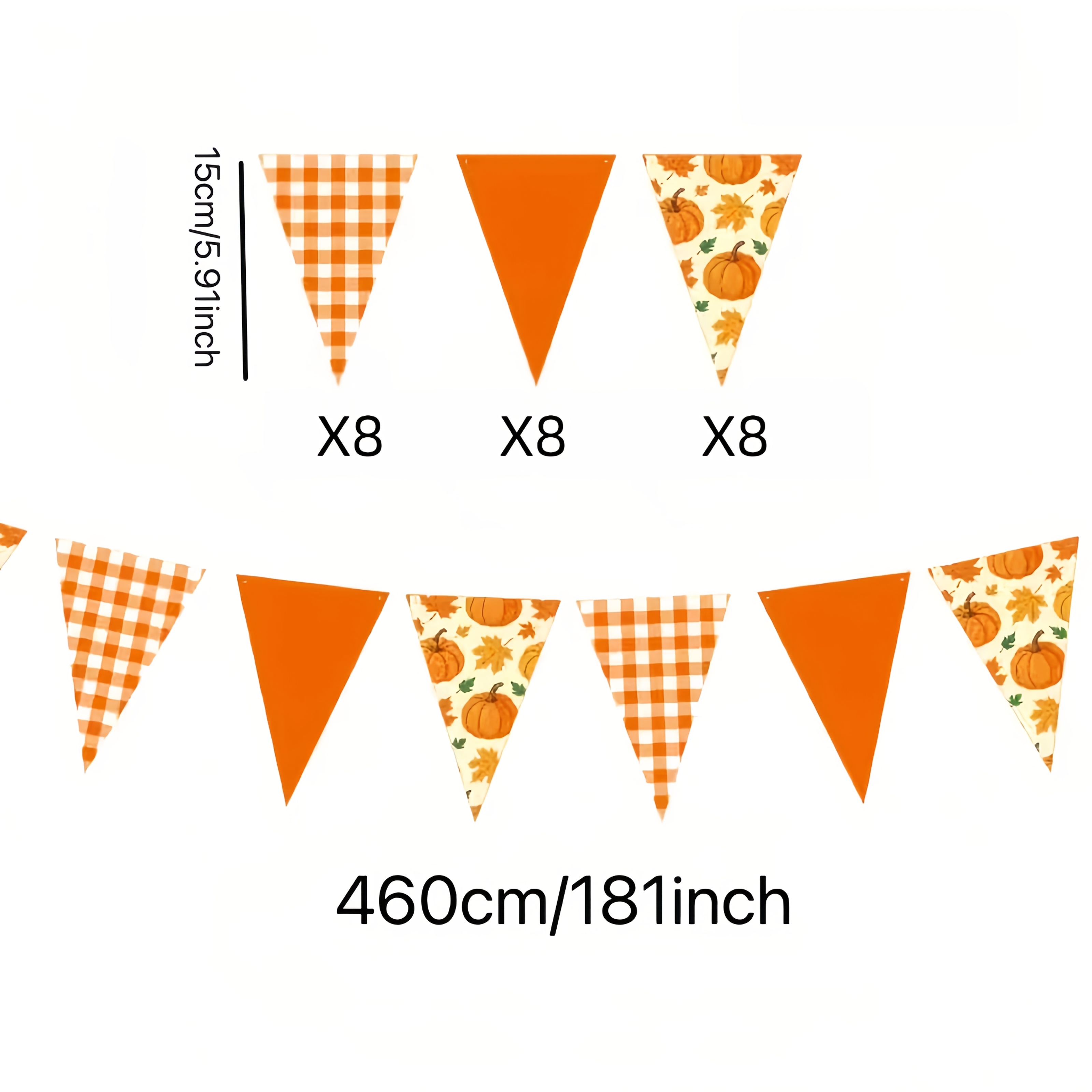TEMU 24 pezzi di bandierine a tema zucca da 181 pollici per feste, decorativi autunnali per il Ringraziamento, Halloween, feste autunnali e