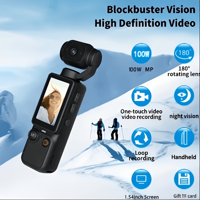 lightweight   pocket camera 66mp 1 9 inch adjustable display 2000mah battery webcam mode usb c charging 32gb sd card included small body for travel sports and everyday shooting details 3