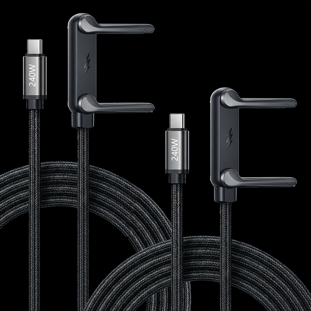 Xni 240w Fast Charging Type-c To Type-c Charging Cable With Multifunctional Stand Data Cable, Dual Type-c Charging Ports, Suitable For S25, Glossy End, Charged While Playing, Adopting Design