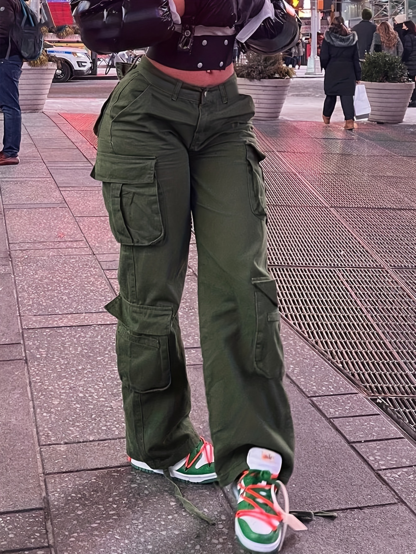 Solid Flap Pocket Cargo Pants  Cargo pants outfit, Green cargo pants  outfit, Mint green pants