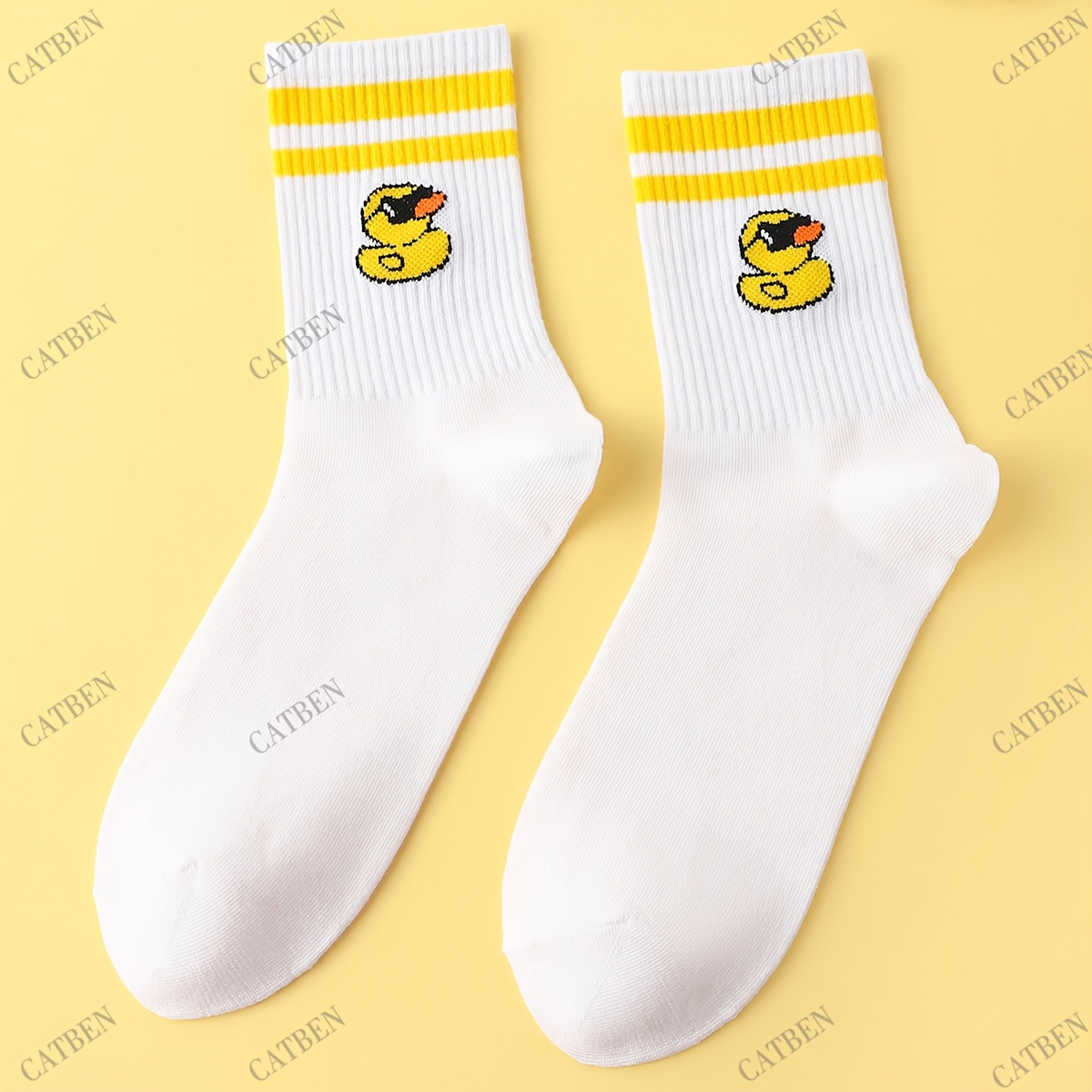 Image of 1 Pair Women Cute Socks Cartoon Duck Socks Funny Socks For Daily Wear Animal Print Socks Trendy Novelty Socks For Party Costume Gifts Socks For Socks Striped Socks Crazy Socks