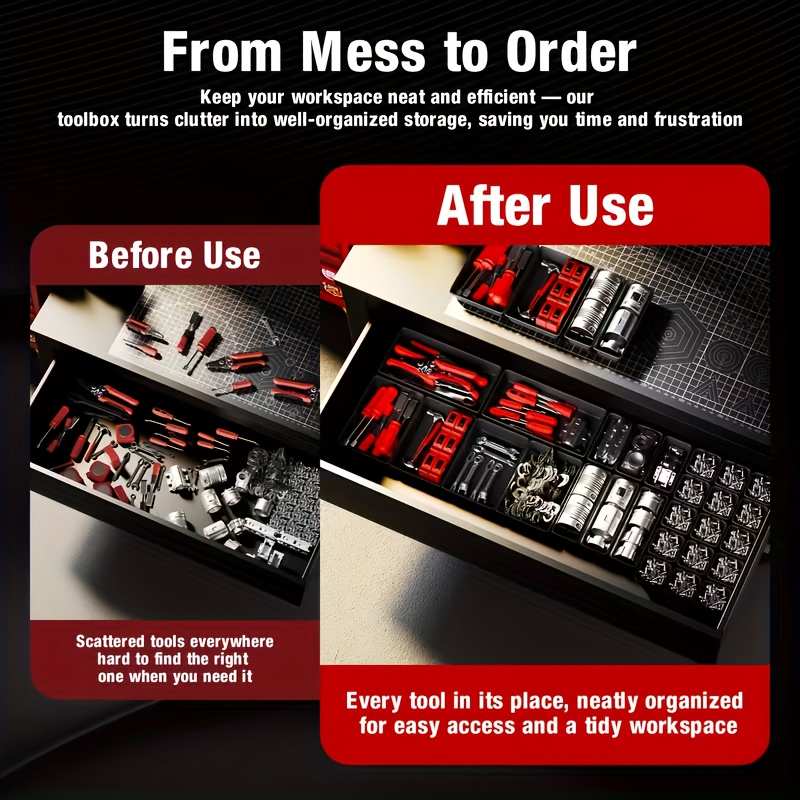 36pcs Tool Box Drawer Organizer Set, Suitable for Tool Boxes, Garage Tool Boxes, And Office Drawer Dividers, Tool Organizer Trays, Tool Box Organization And Storage, Tool Storage, Garage, Workshop Organization Tools, Free Combination Organizers