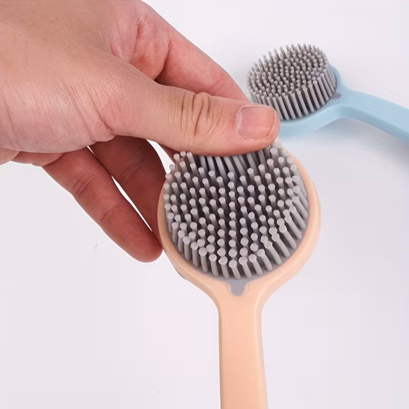 durable pp long handle cleaning brush soft silicone bristles for scrubbing ideal for kitchen dishes pots non electric stain removal kitchen cleaning tool soft bristle brus Product details 3