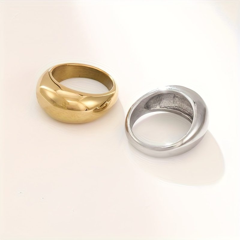 Stainless Steel Wide Band Ring for Women Minimalist Statement Ring