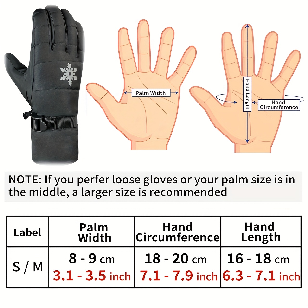 TEMU 2026 Winter Snow Ski Gloves - Thick And Warm Windproof & Cold-resistant Unisex Outdoor Cycling Gloves With Soft Lining - Adjustable Wristband