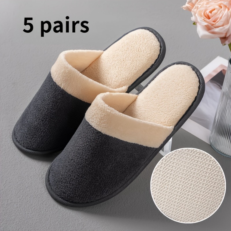 5 Pairs Of Disposable Coral Fleece Slippers, Thickened, Non-slip, Washable, Suitable For Hotels, Guesthouses, And Home Use., Women Shoes
