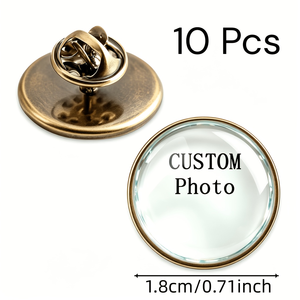 TEMU Custom Lapel Pins Set 1/5/10 Pack - Personalized Glass Dome Badges, Ideal For Party Favors, Corporate Event Gifts, Trade Show Giveaways &