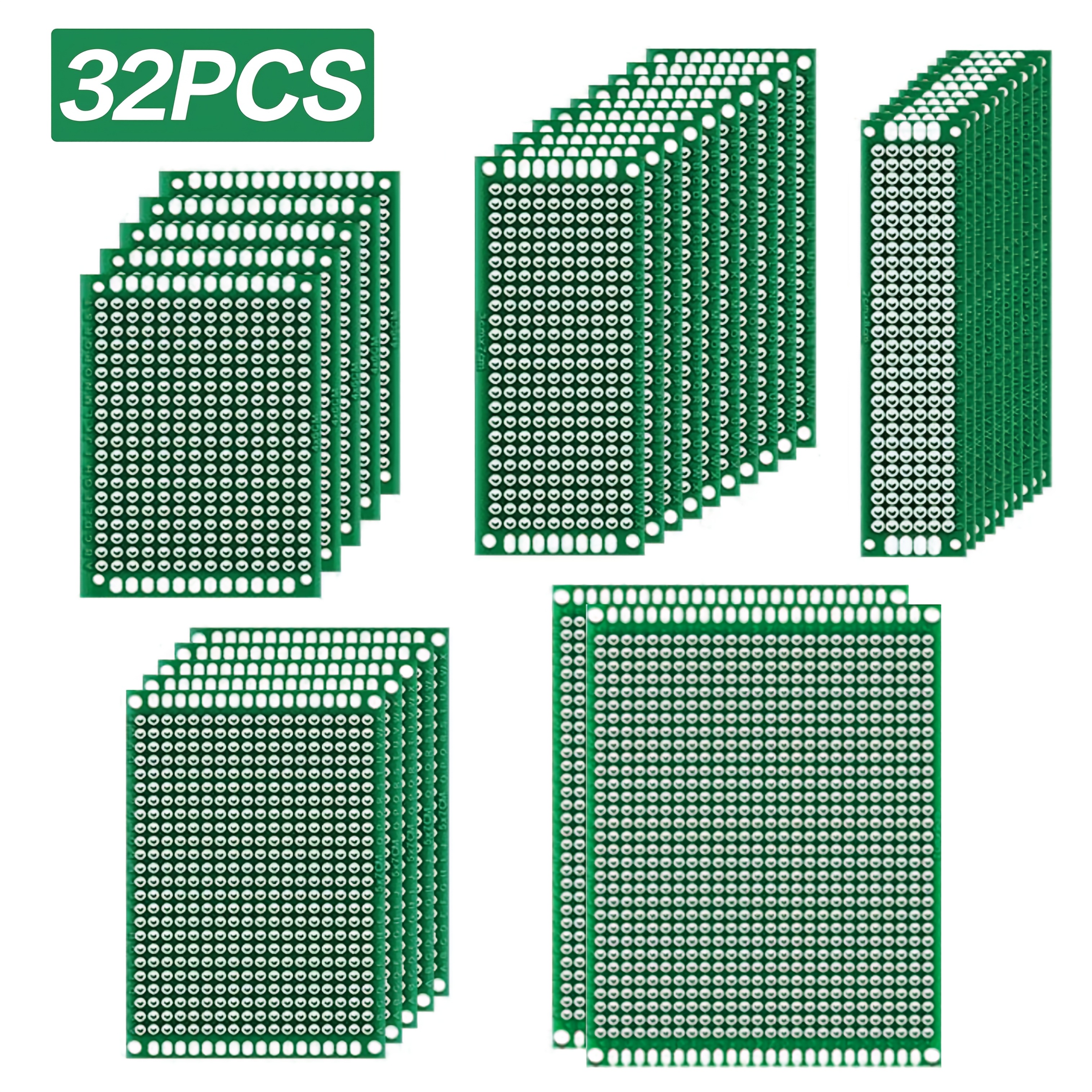 

32pcs Universal Double-sided Copper Pcb Boards Kit, 6 Sizes, Diy Soldering Projects, Electronics Set