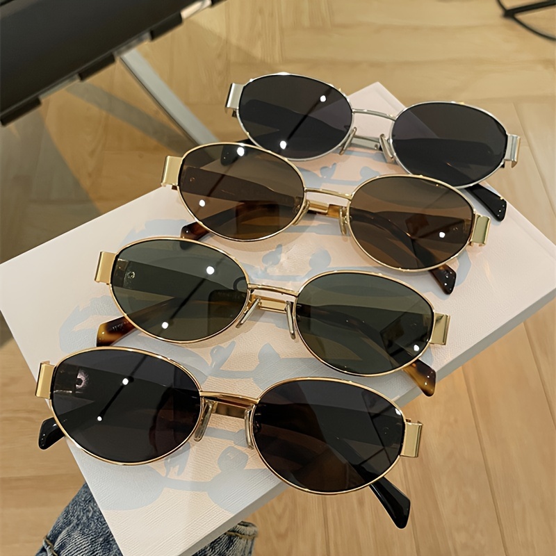 

4 Pairs Of Oval Small Frame Retro Simple Small Round Metal Fashionable Women's Glasses