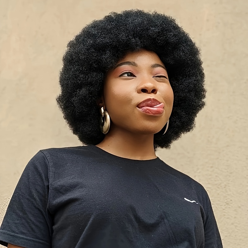

Chic Afro Wig For Women - 180% Density Human Hair Pixie Cut With Bangs, Short Bob Style, No Lace Front, Versatile For All Skin Tones