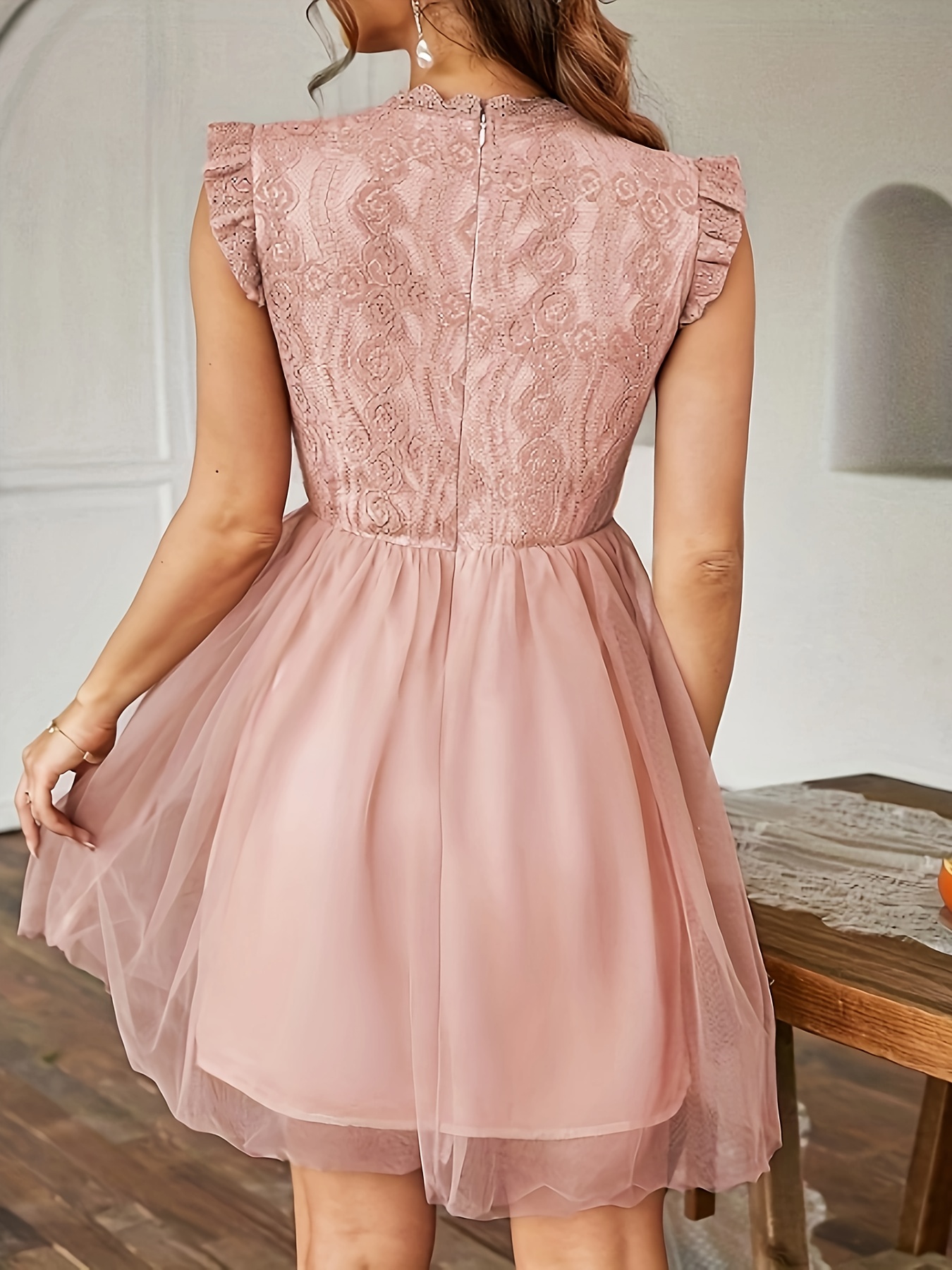 ladies new elegant lace ruffle hem scallop edge - Temu