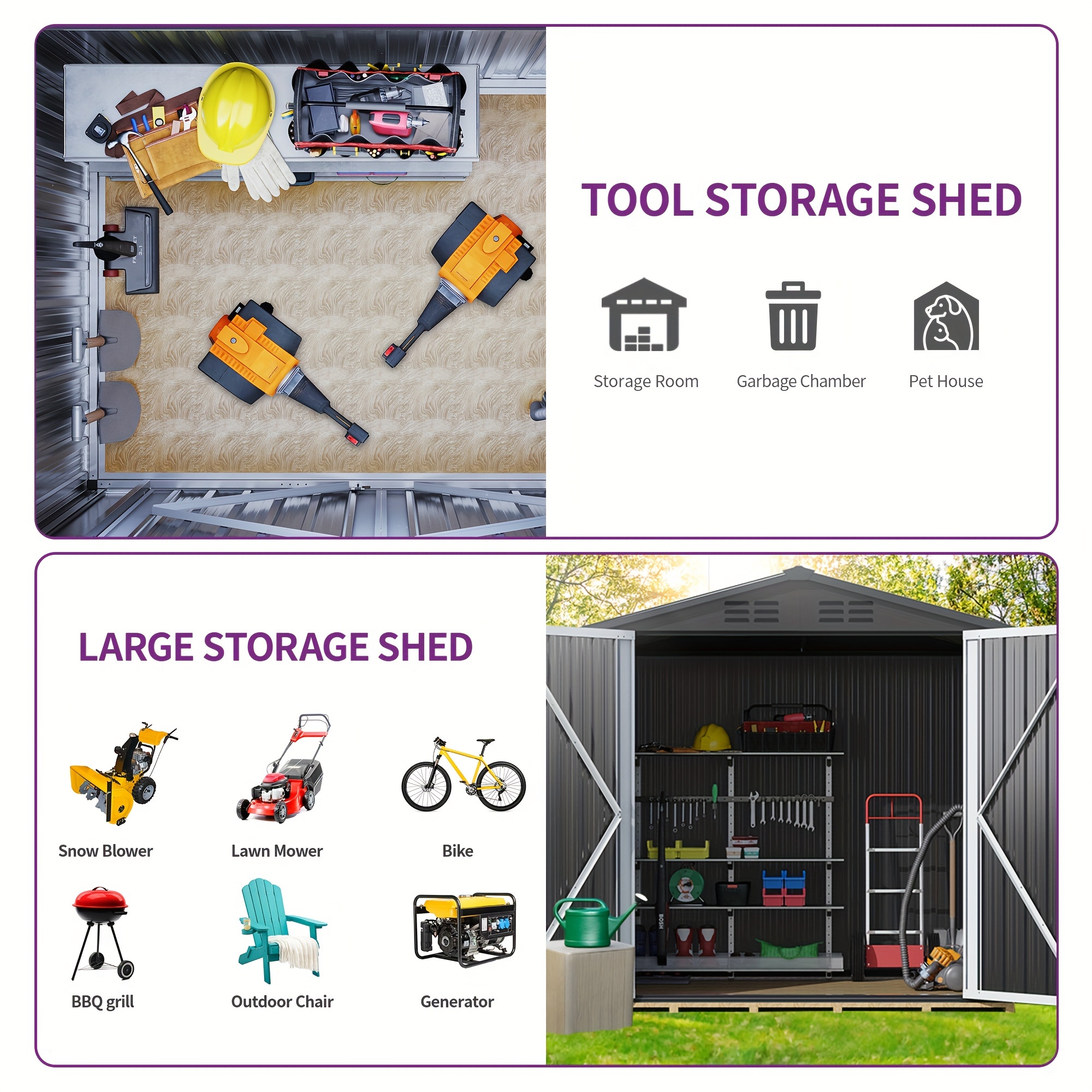 

6' X 4' Outdoor Storage Shed Large Tool Sheds Heavy Duty Storage House 5' X 3' For Store Display