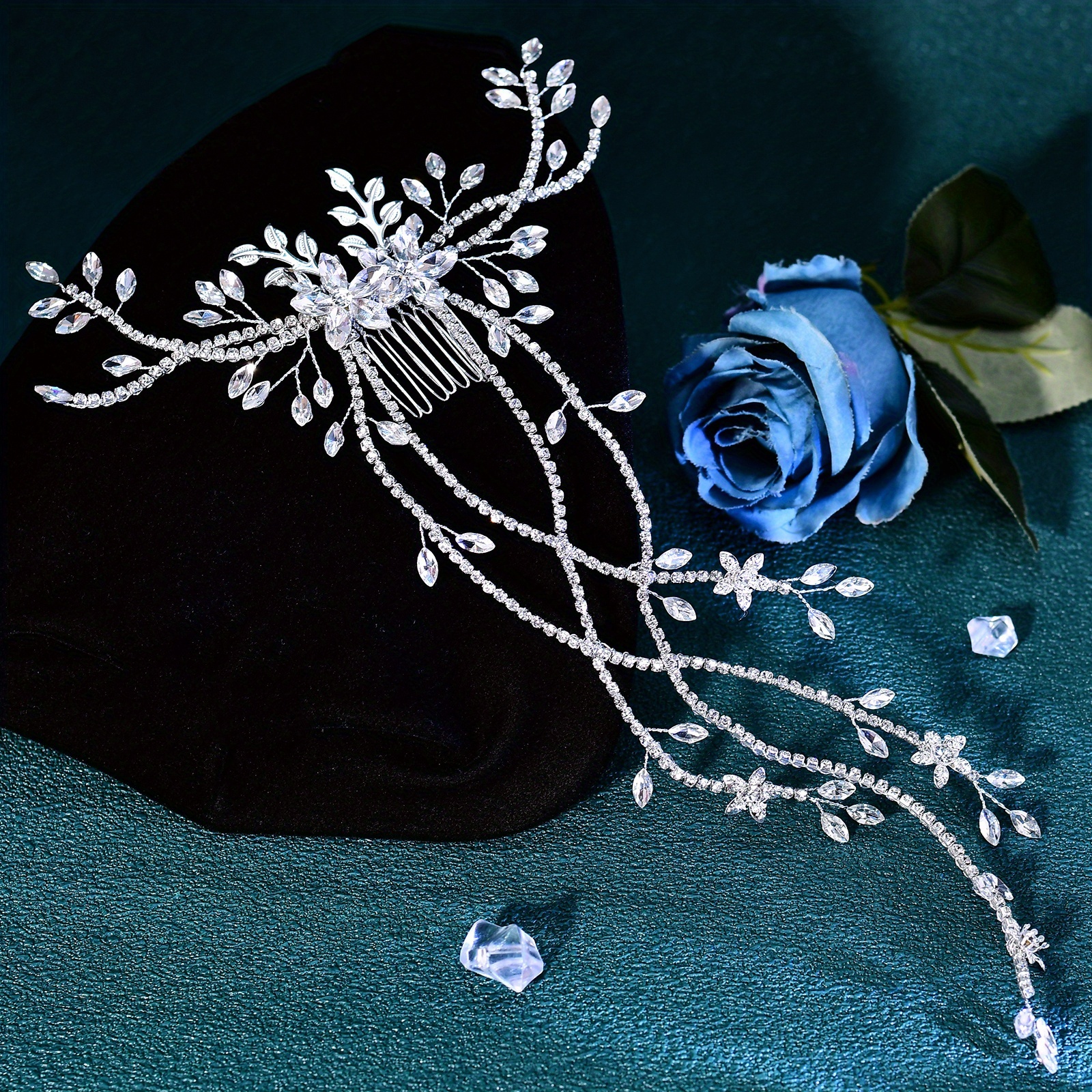 TEMU Élégant peigne long pour mariée, coiffure semi-relevée pour femmes, idéal pour de l'après-midi et de diplômes HP873-S