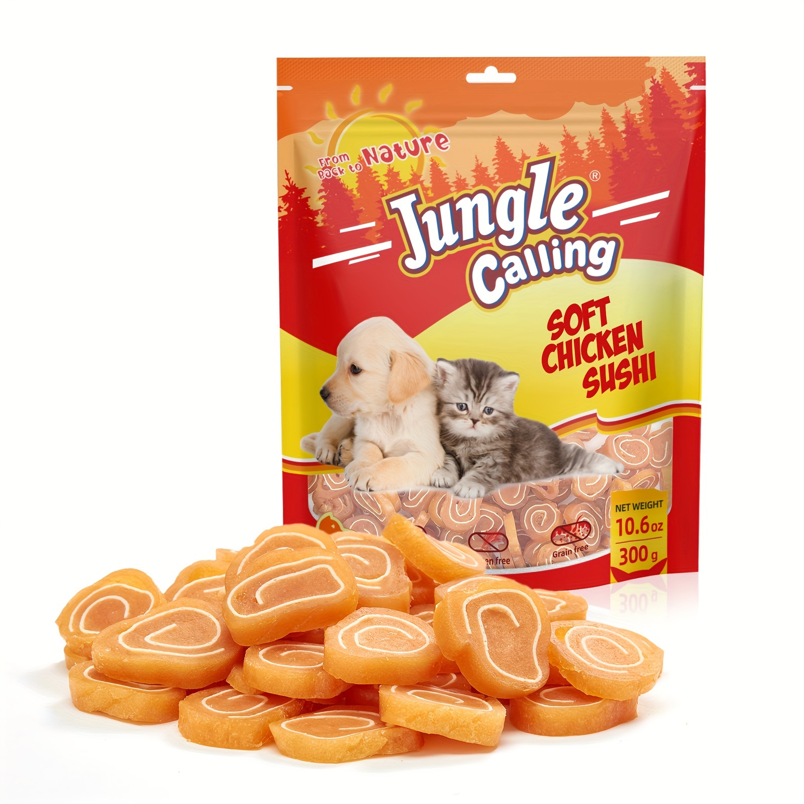 

Jungle Calling Chicken Wrapped Dog Treats, Soft Chicken&codfish Treats For Training , 10.6ounce