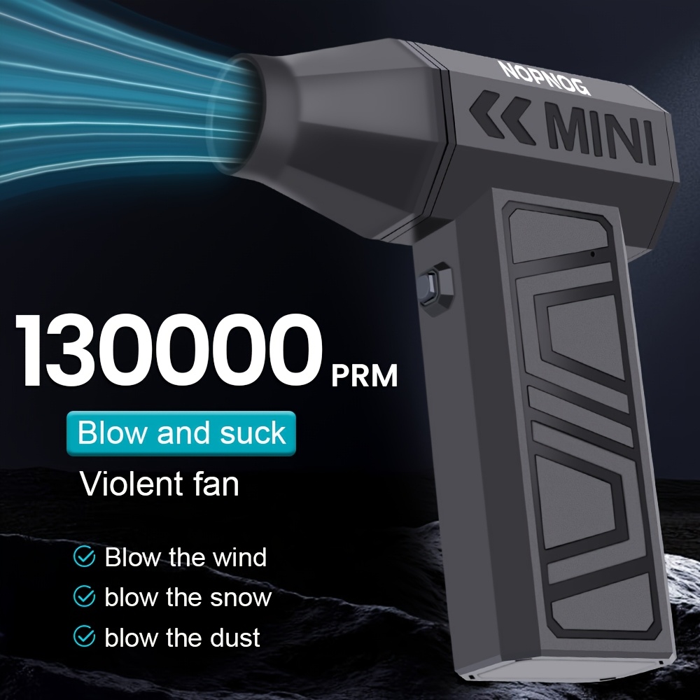 cordless turbo blower for snow and leaves featuring 4 adjustable gears   fan with 130 000 rpm type c charging and designed for car additions to clean snow