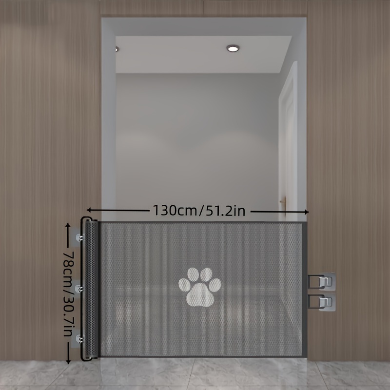 Image of Retractable Pet Door For Doorway, Indoor Security Barrier, Suitable For Cats And Dogs, Expandable And Foldable, Matte Surface, Other Materials, Takeaway Protection, Suitable For Hallway Pet Door