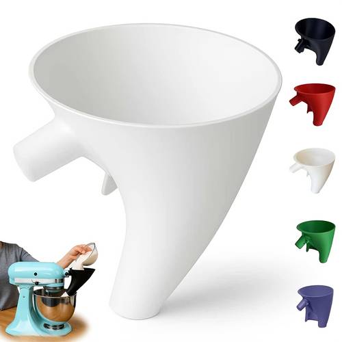 compatible with mixer flour hopper with a flow directing nozzle and overflow prevention design compatible with artisan ksm150 and 5 quart head vertical mixer with ergonomic handle and