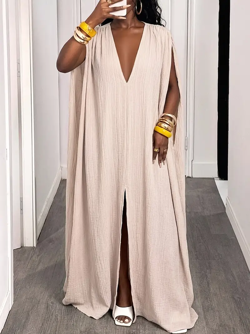 womens elegant deep v neck maxi dress sleeveless split hem - Temu Mauritius womens elegant deep v neck maxi dress sleeveless split hem - Temu Mauritius