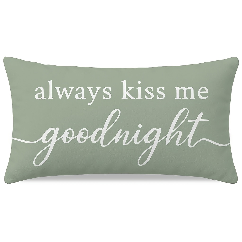 E-shop 1 Stück Dokriy Goodnight Kissenbezug - Salbeigrüne Lendenkissenhülle für Bett Sofa, Romantisches Hochzeitsjubiläumsgeschenk, Einseitiger Bezug