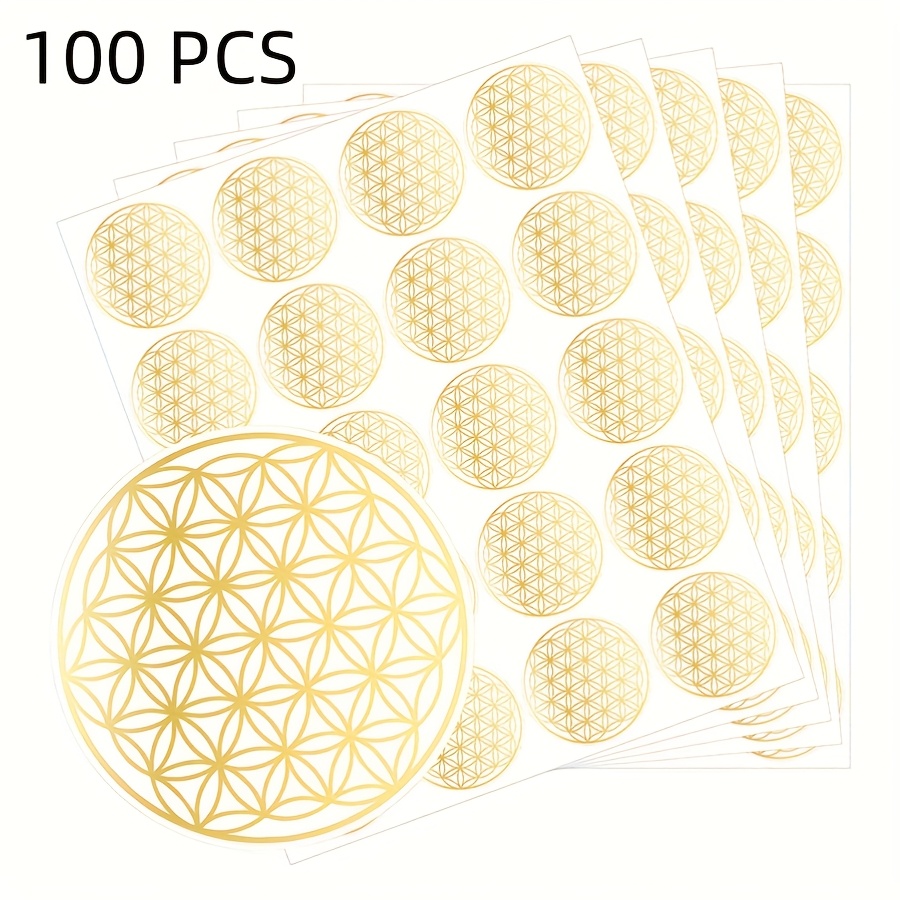 Image of 100pcs Of Life Stickers, 1.5-inch Round Self-adhesive Pvc, Sparkling Surface For Phone Cases, Journals, Envelopes, Water Bottles, Ceramics & Smooth Surfaces - Elegant , Decorative Sticker