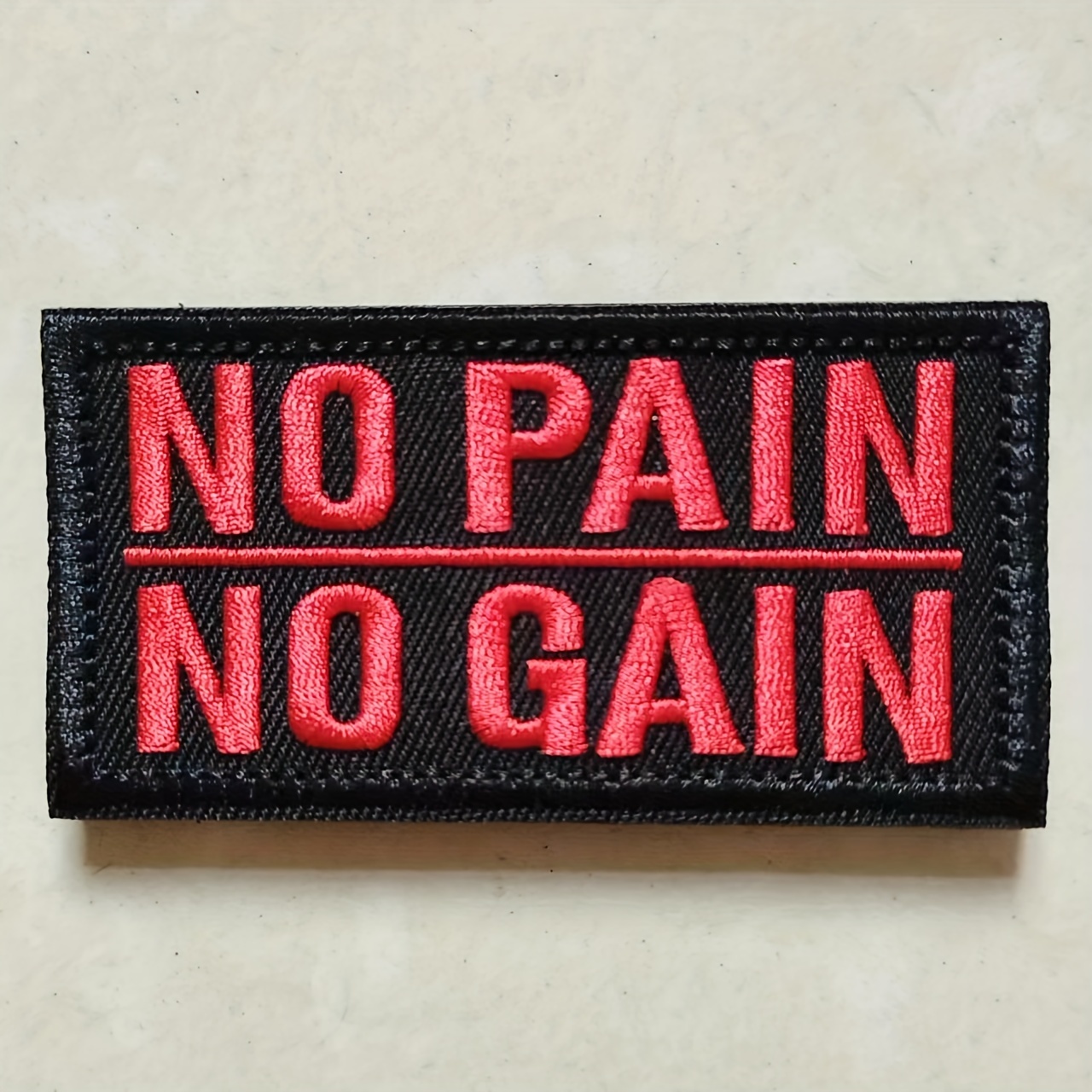 

1pc No Pain No Gain Patch, Letters Patches Embroidered Applique Fastener Hook And Loop Emblem For Backpacks, Clothing, Jackets, Jeans, Vest