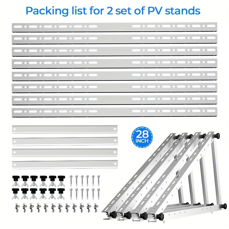 TEMU 4 Sets/ 8pcs, 28 Inch Triangle Brackets (2 Sets Per Pack), 712712377mm Adjustable Solar Panel Tilt Mounts, Aluminum Alloy Mounting Brackets,