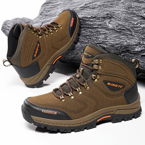 men s high top hiking trekking boots heavy duty outdoor mountain shoes with tpr sole ankle support all terrain traction durable like upper for camping climbing work lace up ankle calf