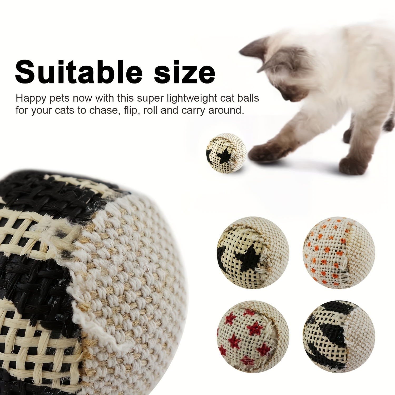 cat toy with sound interactive   ball random colorful cartoon patterns durable natural sisal material no batteries required   for cat lovers interactive cat toy for cats and kittens self entertainment and exercise cat toy Product details 2