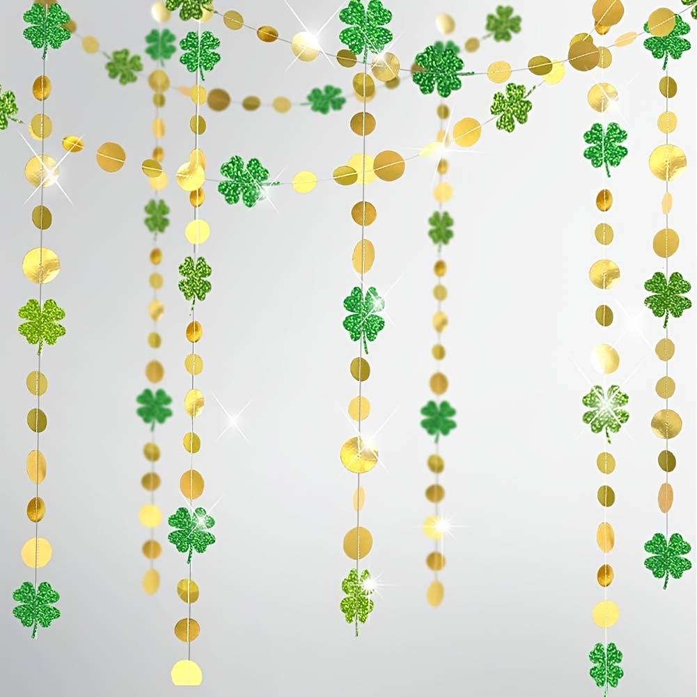 

4m Garland With Golden Dots , Sparkling 's Day Banner Decoration For Spring And Summer Irish Parties, Background Hanging, Tropical