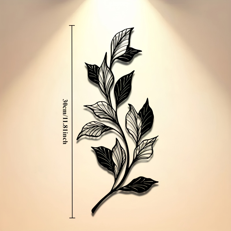 Image of Easy Rustic Leaf Wall Art Sculpture | Black Wrought Iron Crafts | Ideal For Perfect Wall Decor | Suitable For Indoor, Outdoor, Home Embellishment, No Electricity Needed
