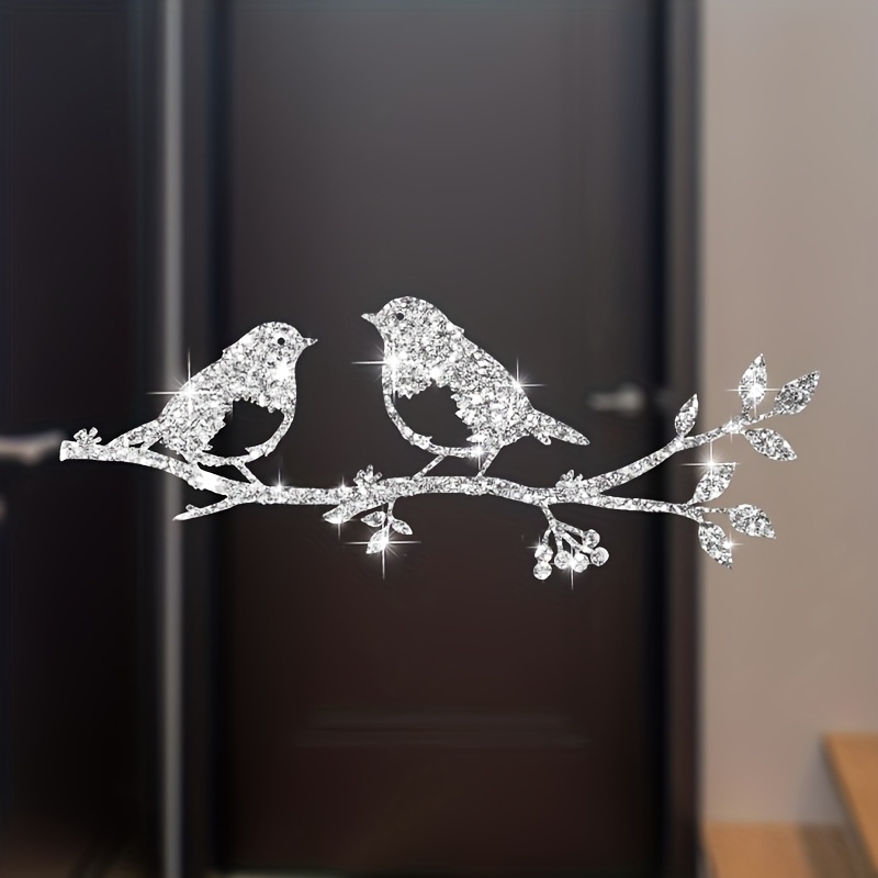 Image of Creative Branch Bird Wall Sticker - Humorous Cartoon With Rope-like Branches, Self-adhesive, Suitable For Decorating Glass Windows, Bedroom Doors, And Other Home Surfaces