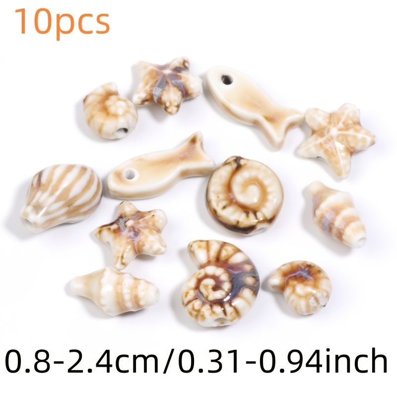 TEMU 10 piezas (8-24mm) Cuentas de Cerámica Marina para Hacer Joyería DIY, Conchas y Cápsulas de , Dijes para Collares y Pulseras, Manualidades con