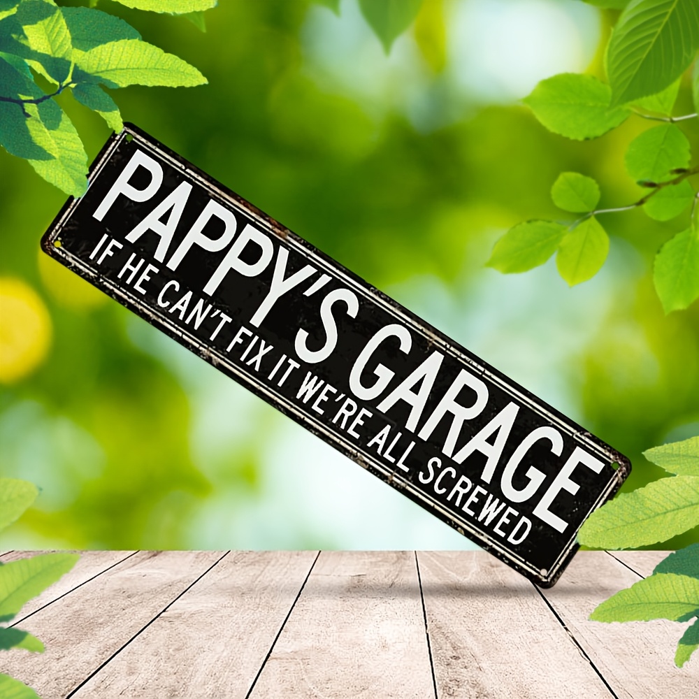 

's Garage Decorative Sign, Humorous Aluminum Wall Plaque, 10cm X 40cm, Weather-resistant, Pre-drilled For Easy Hanging, With English Text For Indoor & Outdoor Decor, Multipurpose Use