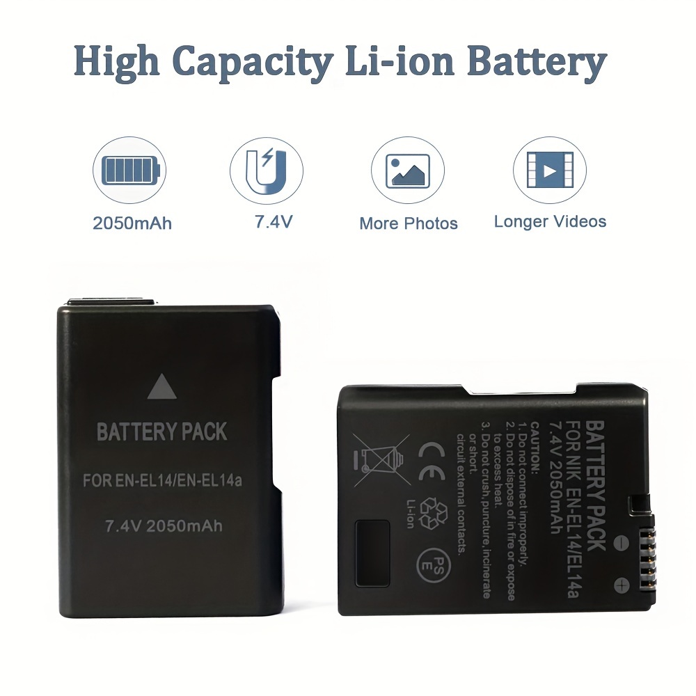 

En-el14 Battery For Nikond3100 D5100 P7100 P7700 P7800 Cameracamera En-el14a El14 2050mah Battery