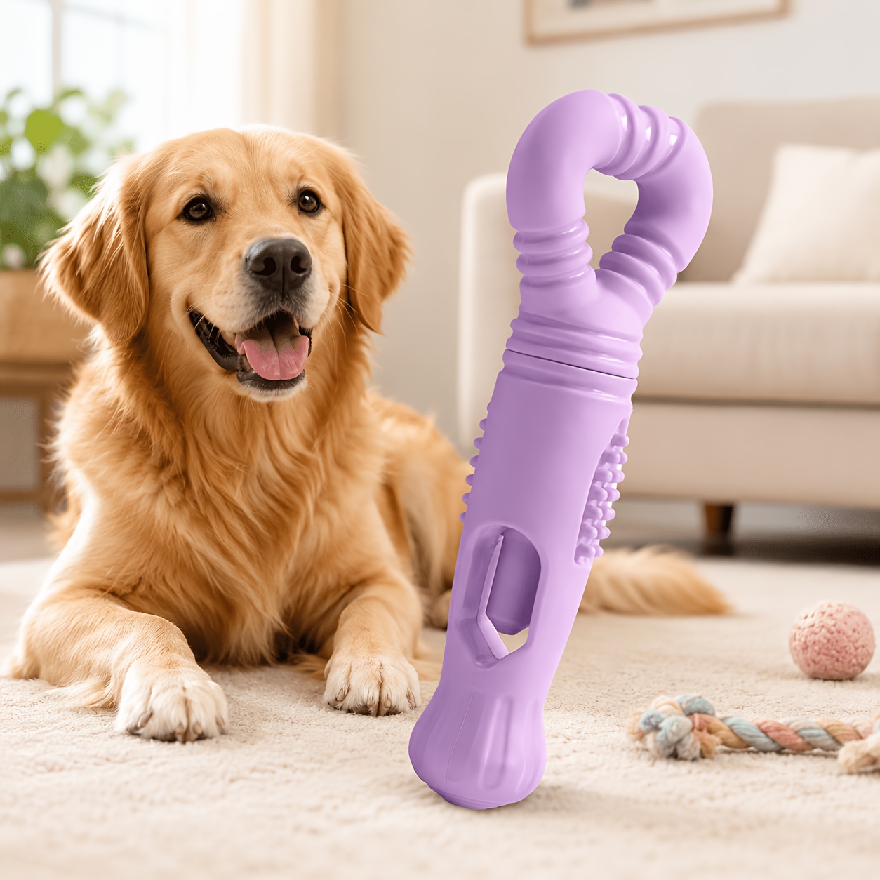 TEMU 2-in- Bone Teething Stick & Pet Cow Bone-shaped Treat Holder, Designed Specifically For Dogs, Prevents Swallowing And Keeps Paws Clean, Made Of