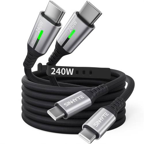 240w super fast charging usb c to c durable braided cable built in charging indicator for iphone for samsung all type c smartphones tablets and laptops sinhyte